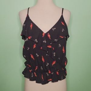 Hollister Faux Wrap Ruffle Neck Tank Top NWT